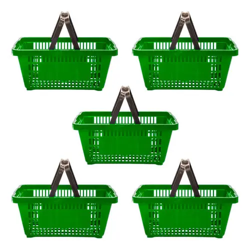 Kit 5 cestas de compras plástica 16l verde