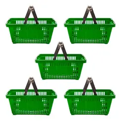 Kit 5 cestas de compras plástica 16l verde