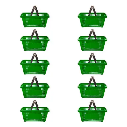Kit 10 cestas de compras plástica 16l verde