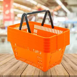 Kit 5 cestas de compras plástica 16l laranja