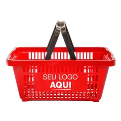Kit 30 cestas de compras plástica 16l vermelha personalizadas