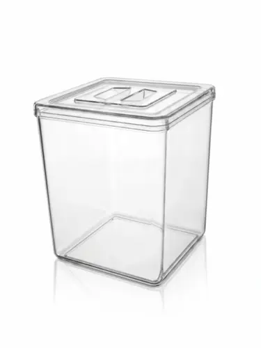 Pote em acrilico p/ granel cereais alimentos 15l quadrado com tampa