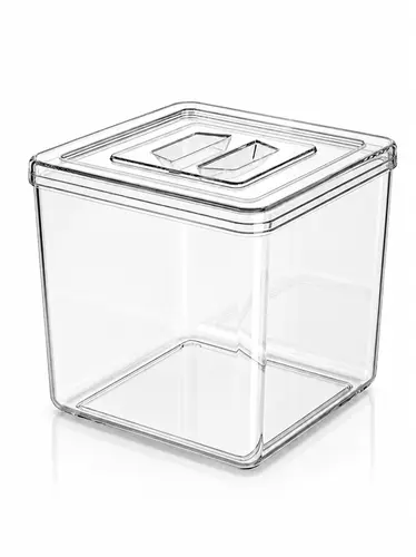 Pote em acrílico p/ granel cereais alimentos 6,5l quadrado c/ tampa