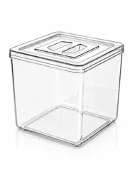 Pote em acrílico p/ granel cereais alimentos 6,5l quadrado c/ tampa