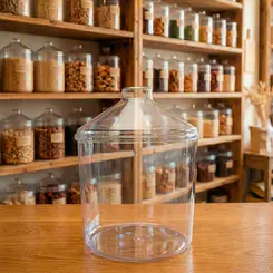 Pote transparente redondo 5l com tampa cônica p/ granel cereais alimentos