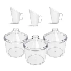 Kit 3 potes transparente redondo 5l com tampa cônica + 3 conchas