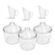 Kit 3 potes transparente redondo 5l com tampa cônica + 3 conchas
