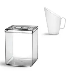 Kit 1 pote em acrílico p/ granel cereais alimentos 10l + 1 concha