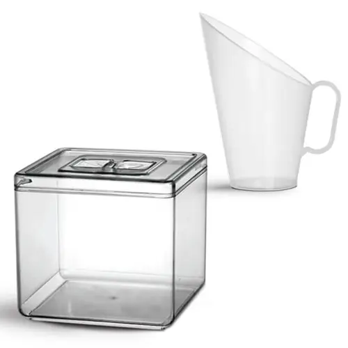 Kit 1 pote em acrílico p/ granel cereais alimentos 6,5l + 1 concha