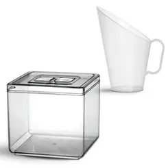 Kit 1 pote em acrílico p/ granel cereais alimentos 6,5l + 1 concha