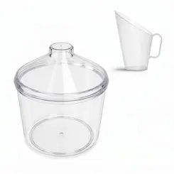 Kit 1 pote transparente redondo 5l com tampa cônica + 1 concha
