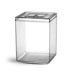 Kit 4 potes em acrílico p/ granel cereais alimentos 10l retangular c/ tampa