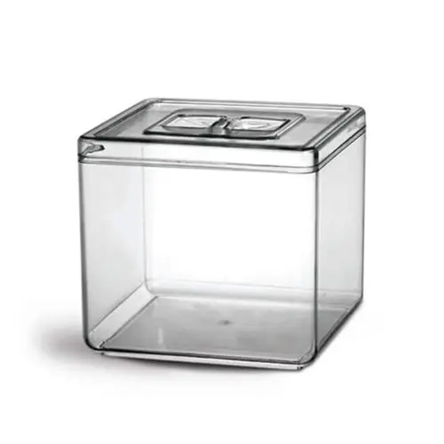 Kit 4 potes em acrílico p/ granel cereais alimentos 6,5l quadrado c/ tampa