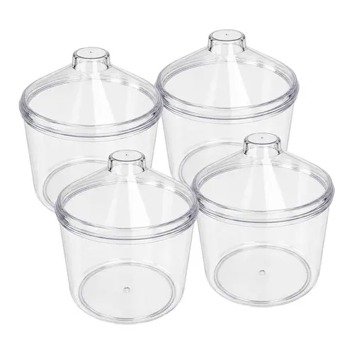 Kit - 4 potes em acrilico p/ granel cereais alimentos redondo 5l c/ tampa cônica