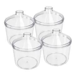 Kit - 4 potes em acrilico p/ granel cereais alimentos redondo 5l c/ tampa cônica