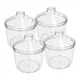Kit - 4 potes em acrilico p/ granel cereais alimentos redondo 5l c/ tampa cônica