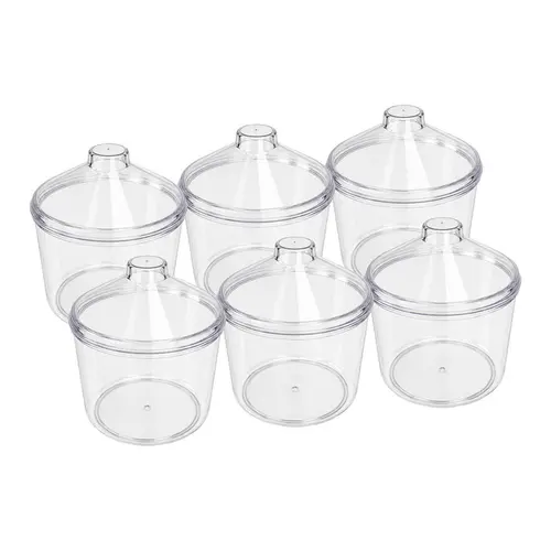 Kit 6 potes transparente redondo 5l com tampa cônica p/ granel cereais alimentos