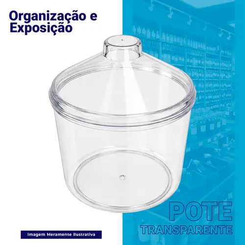 Kit 12 potes transparente redondo 5l com tampa cônica p/ granel cereais alimentos