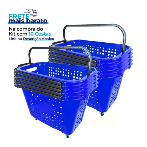 Cesta de compras com rodas 40l azul - castellmaq