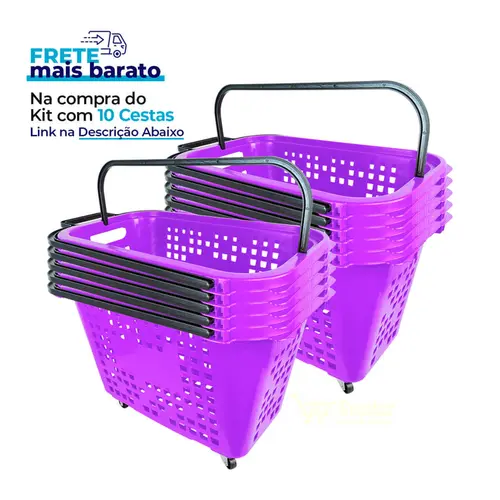 Cesta de compras com rodas 40l lilás - castellmaq