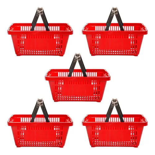 Kit 5 cestas de compras plástica 16l vermelha