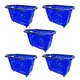 Kit 5 cestas de compras com rodas 40l azul - castellmaq