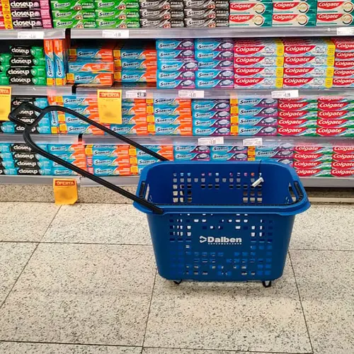 Kit 10 cestas de compras com rodas 40l rosa - castellmaq