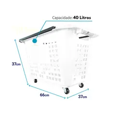 Kit 5 cestas de compras com rodas 40l branca - castellmaq