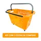 Kit 5 cestas de compras com rodas 40l laranja - castellmaq