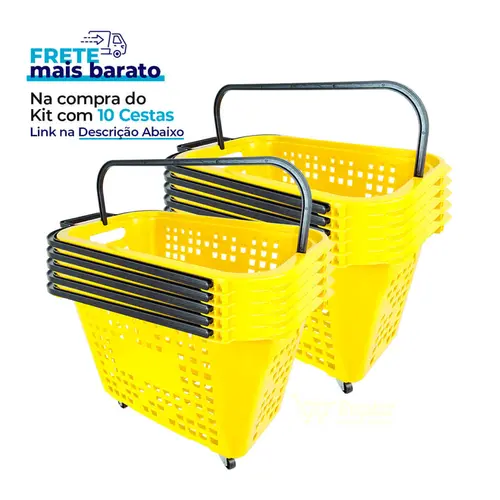 Cesta de compras com rodas 40l amarela - castellmaq