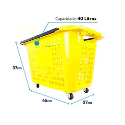 Cesta de compras com rodas 40l amarela - castellmaq