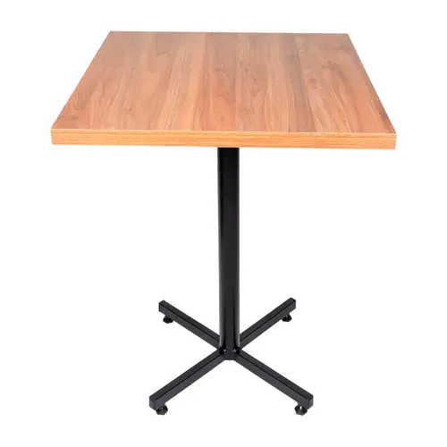 Mesa design industrial tampo de madeira noce 60x60 p/ restaurante
