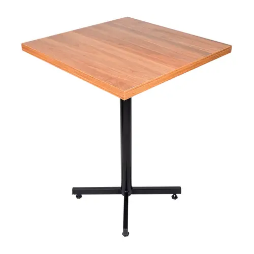 Mesa design industrial tampo de madeira noce 60x60 p/ restaurante
