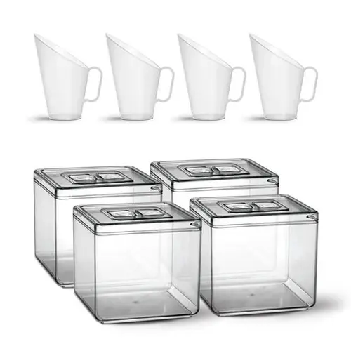 Kit 4 pote em acrílico p/ granel cereais alimentos 6,5l + 4 concha