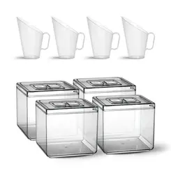 Kit 4 pote em acrílico p/ granel cereais alimentos 6,5l + 4 concha