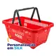 Kit 100 cestas de compras plástica 16l vermelha personalizadas com silk
