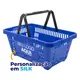 Kit 100 cestas de compras plástica 16l azul personalizadas com silk