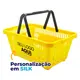 Kit 100 cestas de compras plástica 16l amarela personalizadas com silk