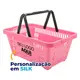 Kit 100 cestas de compras plástica 16l rosa personalizadas com silk