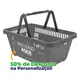 Kit 100 cestas de compras plástica 16l cinza com personalização 50% off