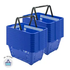 Kit 20 cestas de compras plástica 16l azul