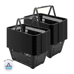 Kit 20 cestas de compras plástica 16l preta