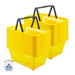 Kit 20 cestas de compras plástica 16l amarela