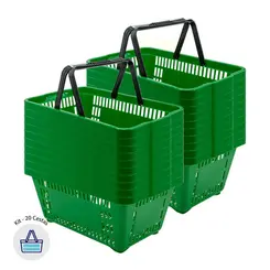 Kit 20 cestas de compras plástica 16l verde