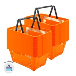 Kit 20 cestas de compras plástica 16l laranja