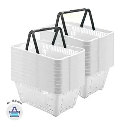 Kit 20 cestas de compras plástica 16l branca