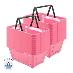 Kit 20 cestas de compras plástica 16l rosa