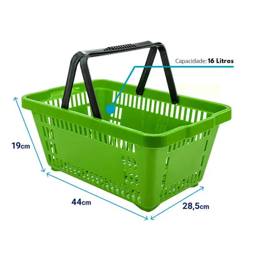 Kit 20 cestas de compras plástica 16l verde cítrico