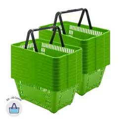Kit 20 cestas de compras plástica 16l verde cítrico