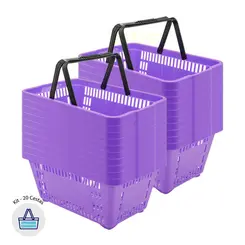Kit 20 cestas de compras plástica 16l lilás